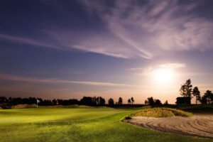 Pärnu Bay Golf Links 3rd hole in sunset